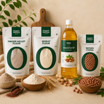 Organic Mandya Healthy Breakfast Combo 2 – Finger Millet Flour, Wheat Flour, Brown Chana & Cold Pressed Groundnut Oil