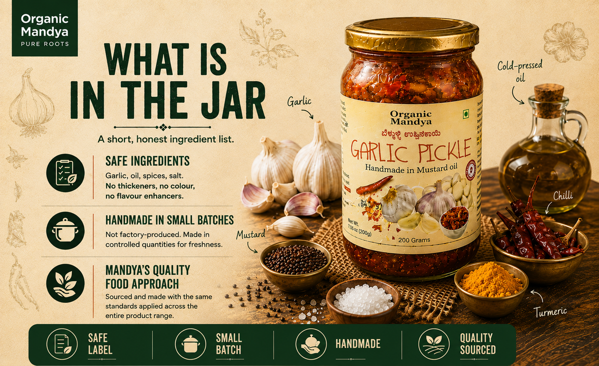 Garlic pickle ingredients infographic