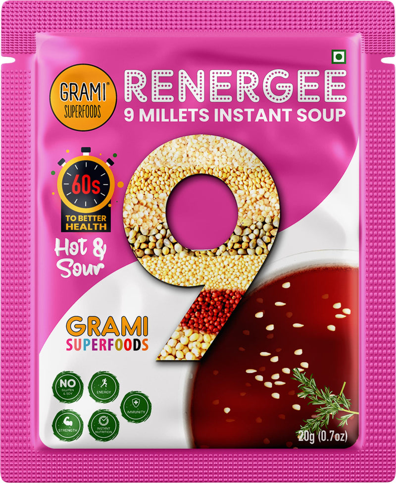 9 Millet Instant Hot & Sour Soup 20g from Grami Renergee | Soup Mix