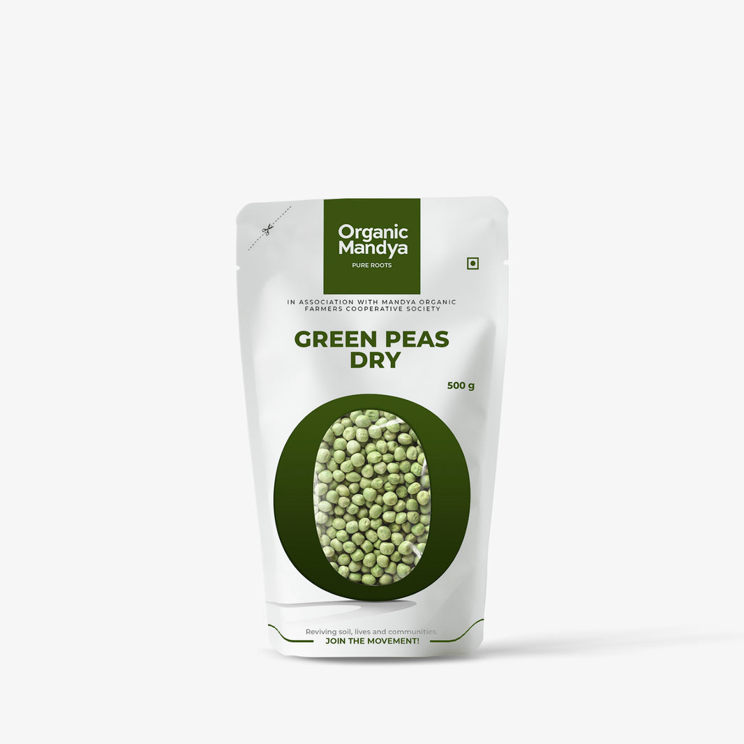 Organic Mandya Green Peas Dry 500g Front