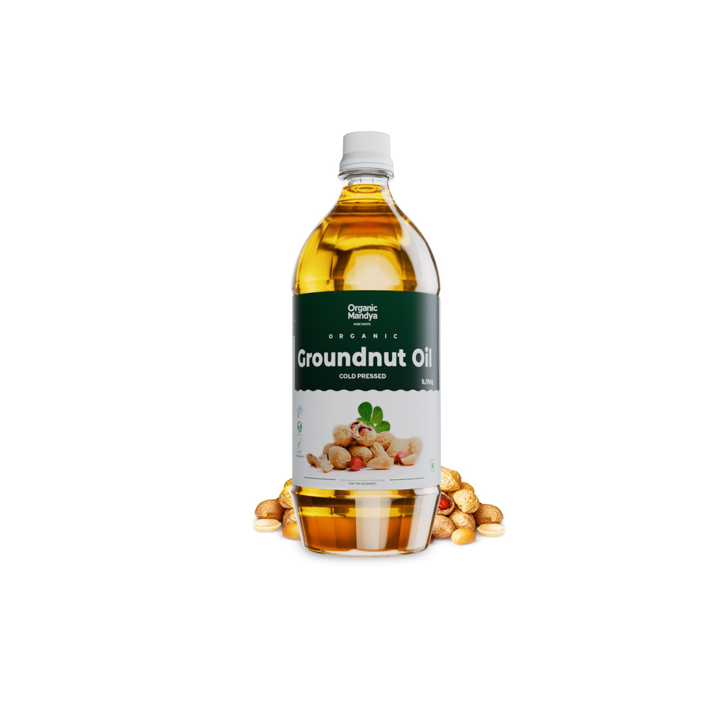 Groundnut oil 1lt front-Organic Mandya