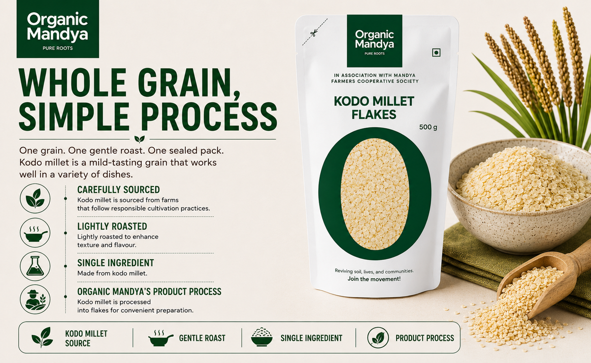 Kodo millet flakes process