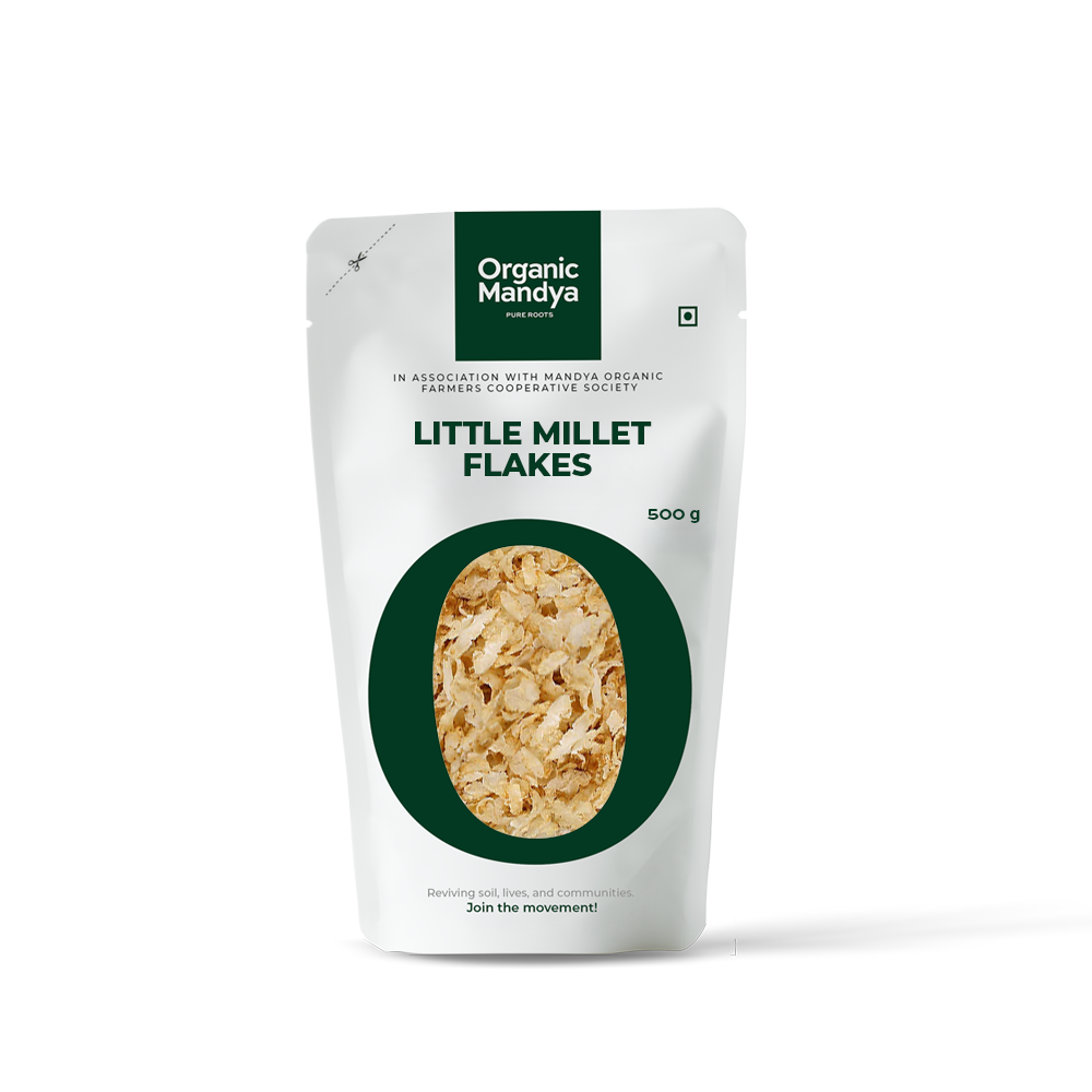 Little Millet Flakes 500g Front-Organic Mandya