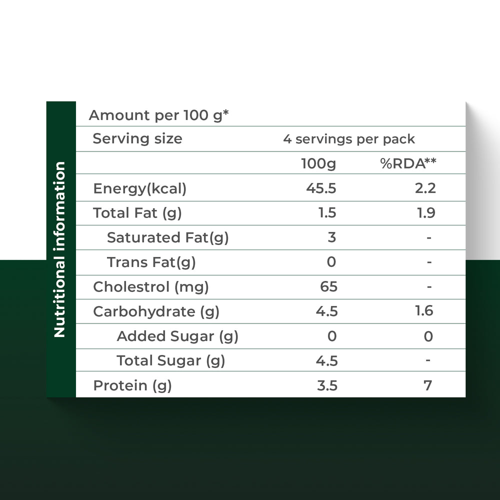 Desi a2 low fat curd nutritional information