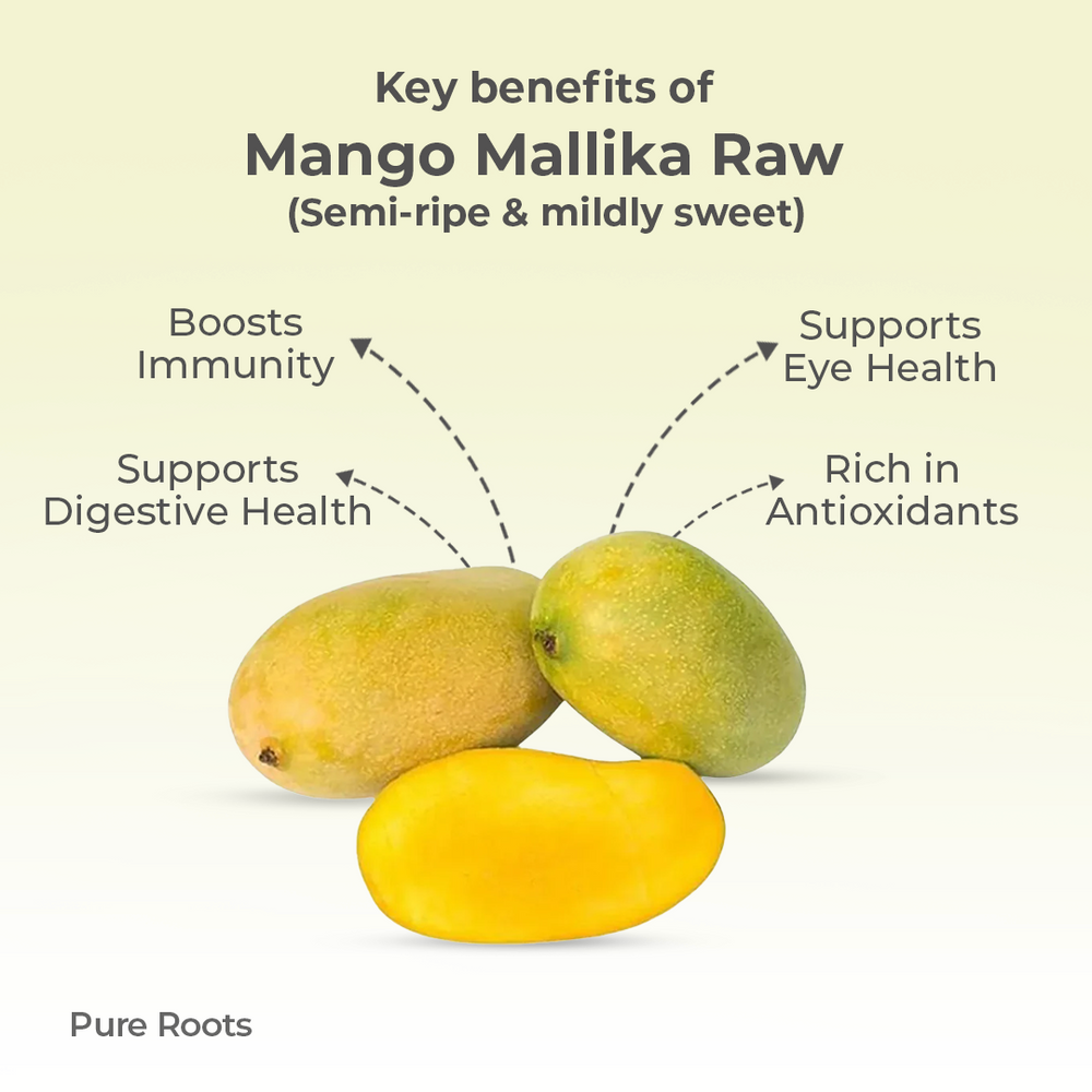 Organic Mango Mallika Raw (Semi-ripe & mildly sweet) Organic Mandya