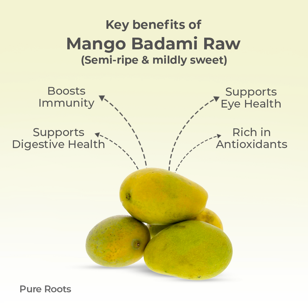 Organic Mango Badami Raw (Semi-ripe & mildly sweet) Organic Mandya