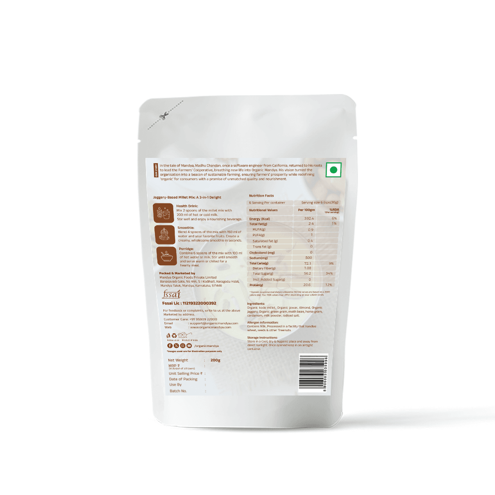Organic Millet Badam Milk - Instant Drink - Organic Mandya