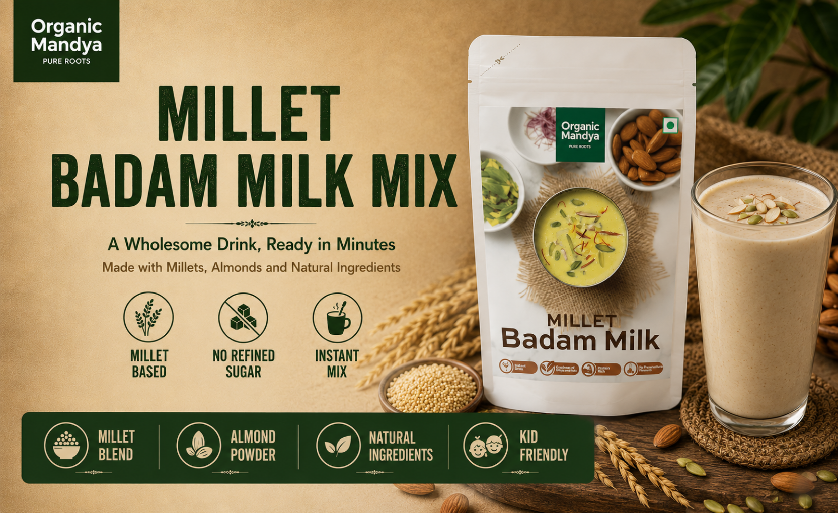 natural - millet - badam - milk