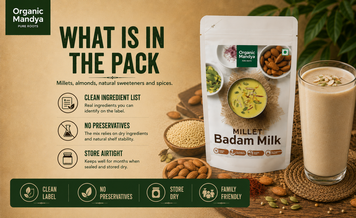 storage - millet - badam - milk