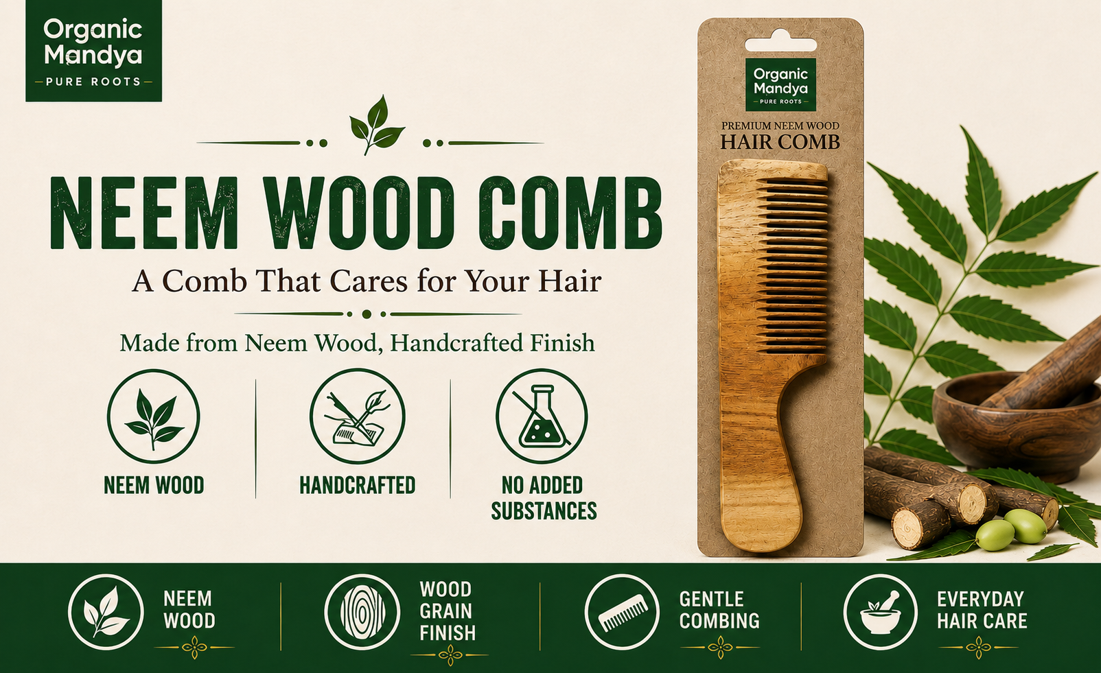 neem wood hair comb