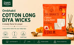 Ombhakti Cotton Wicks for Diya – Long Cotton Batti 7 (100N)