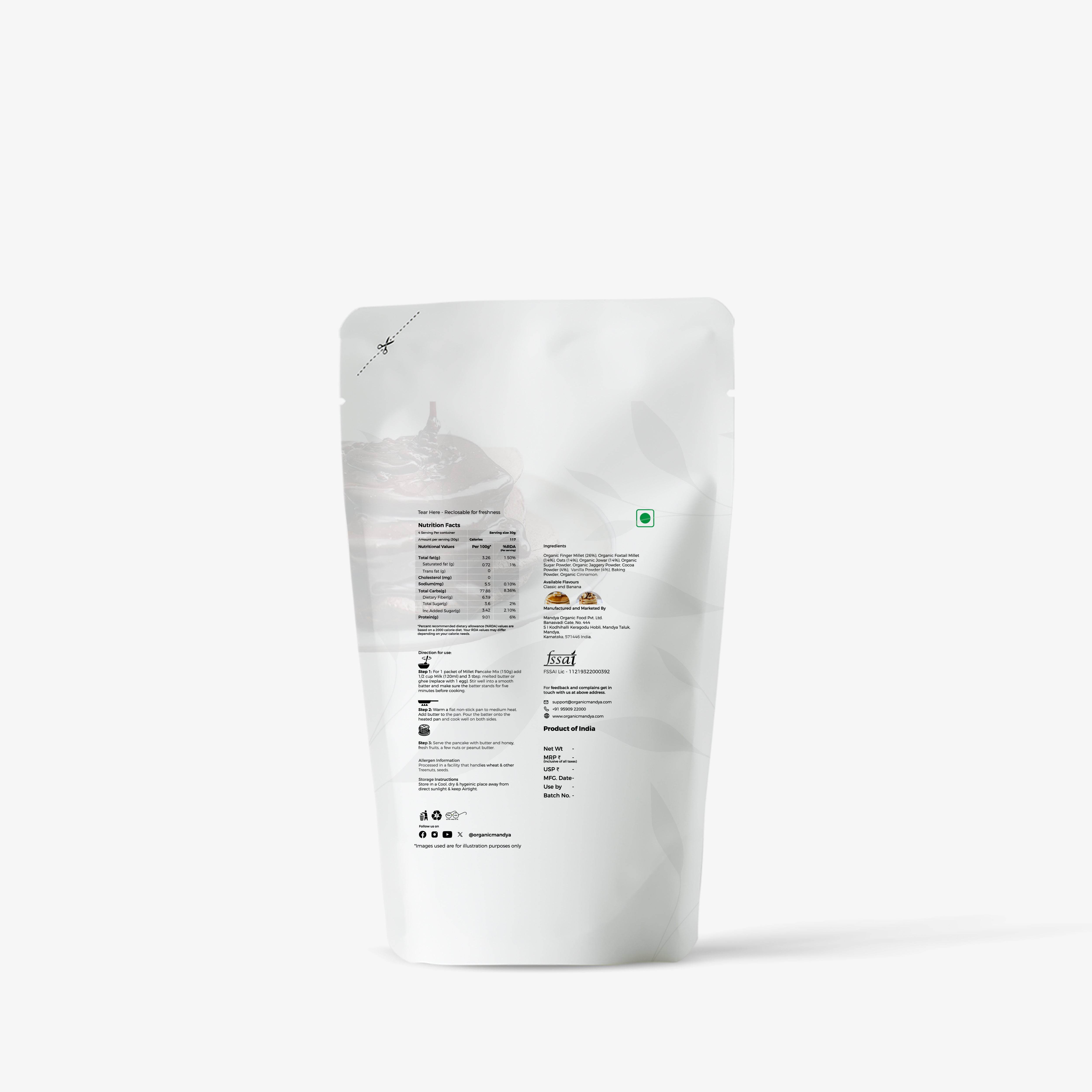 Pancake mix chocolate (125g) back