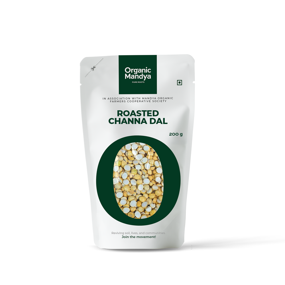Roasted Chana Dal 200g Front-Organic Mandya 
