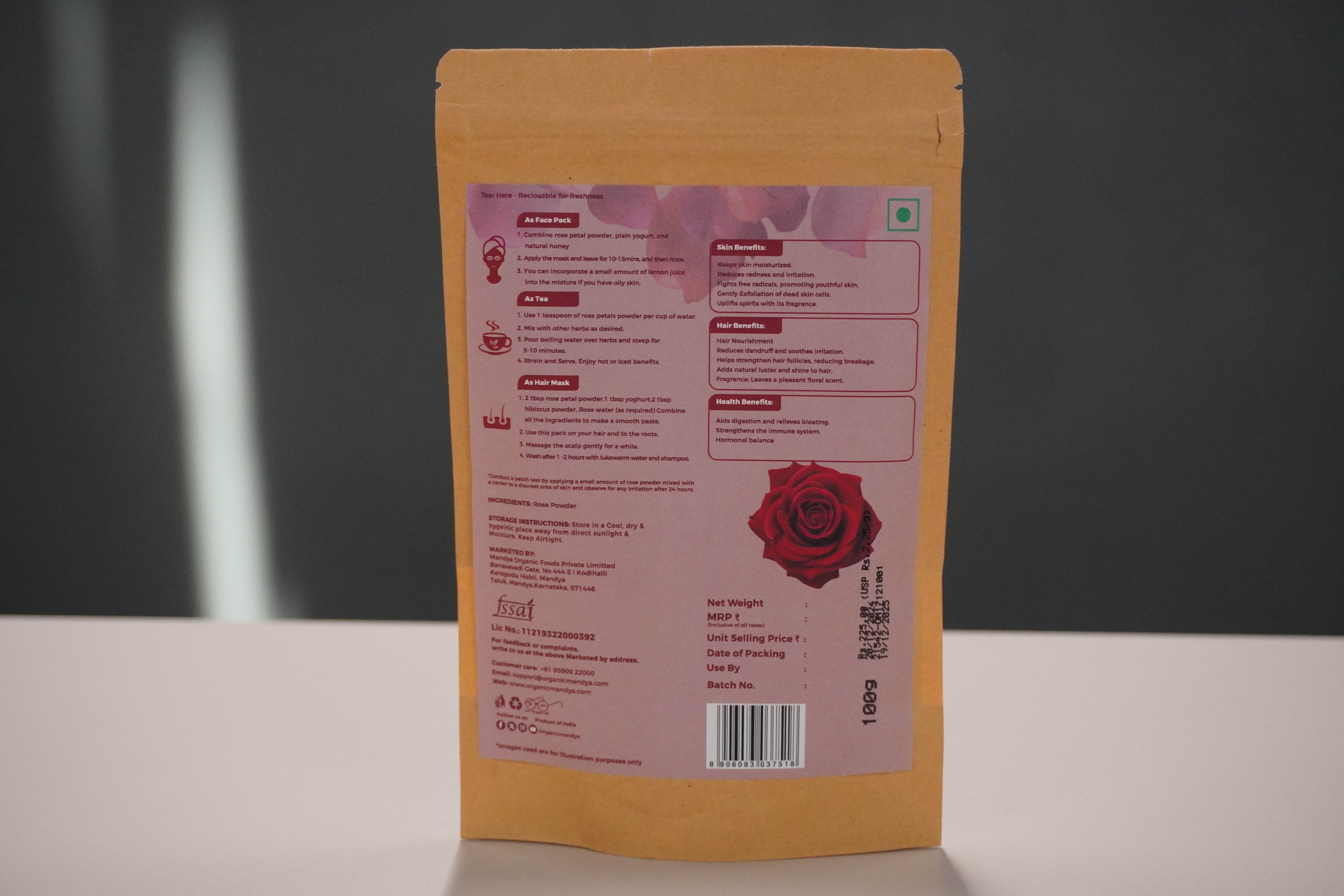 Rose Petal Powder - Organic Mandya