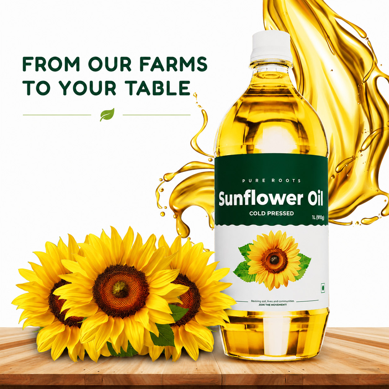 Cold Pressed Sunflower Oil (Unrefined) 1L & 5L | Organic Mandya