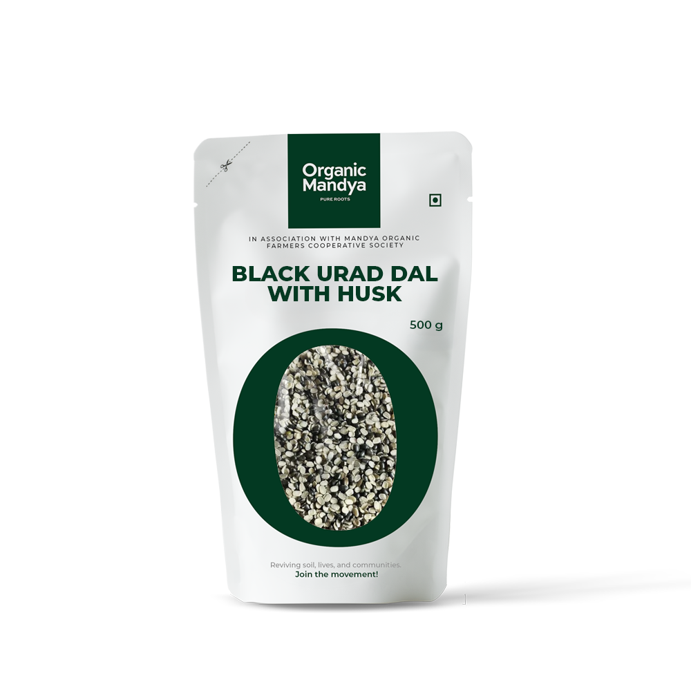 Black Urad Dal With Husk 500g Front- Organic Mandya