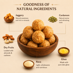 Wheat Ghee Ladoo with Jaggery | A2 Desi Cow Ghee, Roasted Wheat (180G)