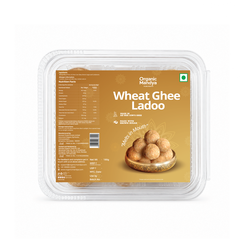 Wheat Ghee Ladoo with Brown Sugar | A2 Desi Cow Ghee, Roasted Wheat (180G)