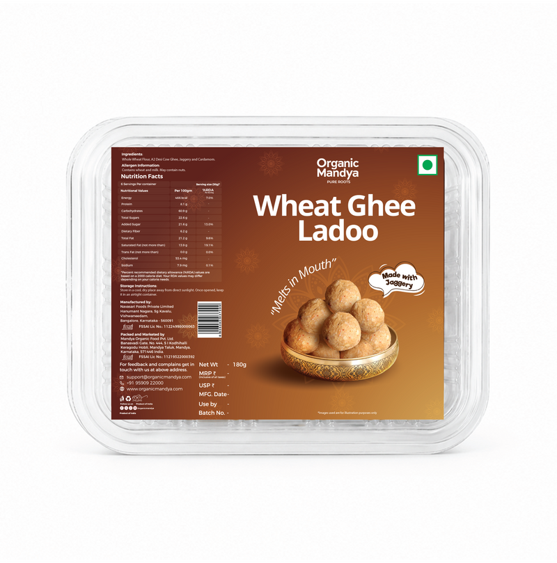 Wheat Ghee Ladoo with Jaggery | A2 Desi Cow Ghee, Roasted Wheat (180G)