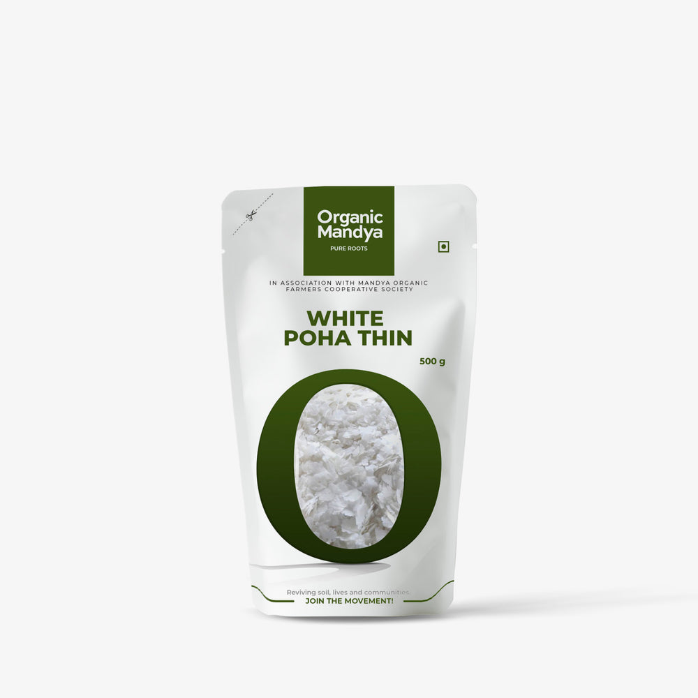 Organic Mandya White Poha Thin Front - 500g