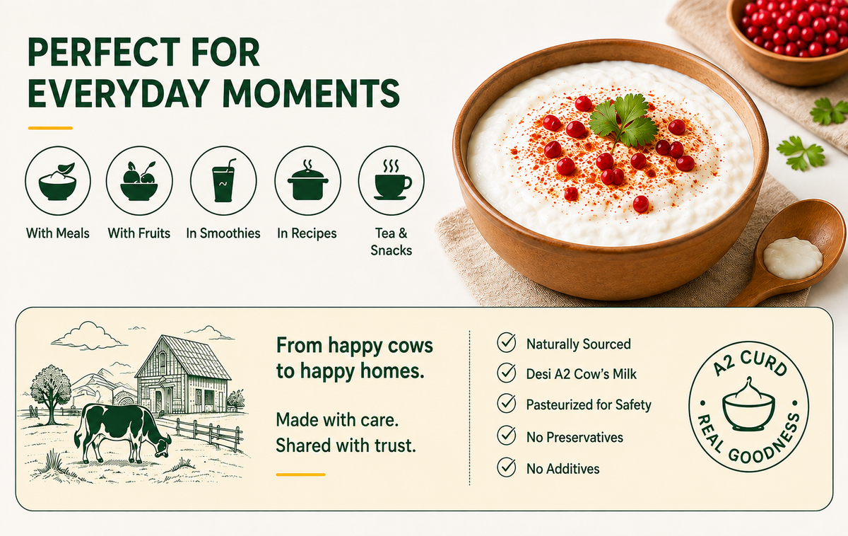 A2 curd for everyday meals and recipes.
