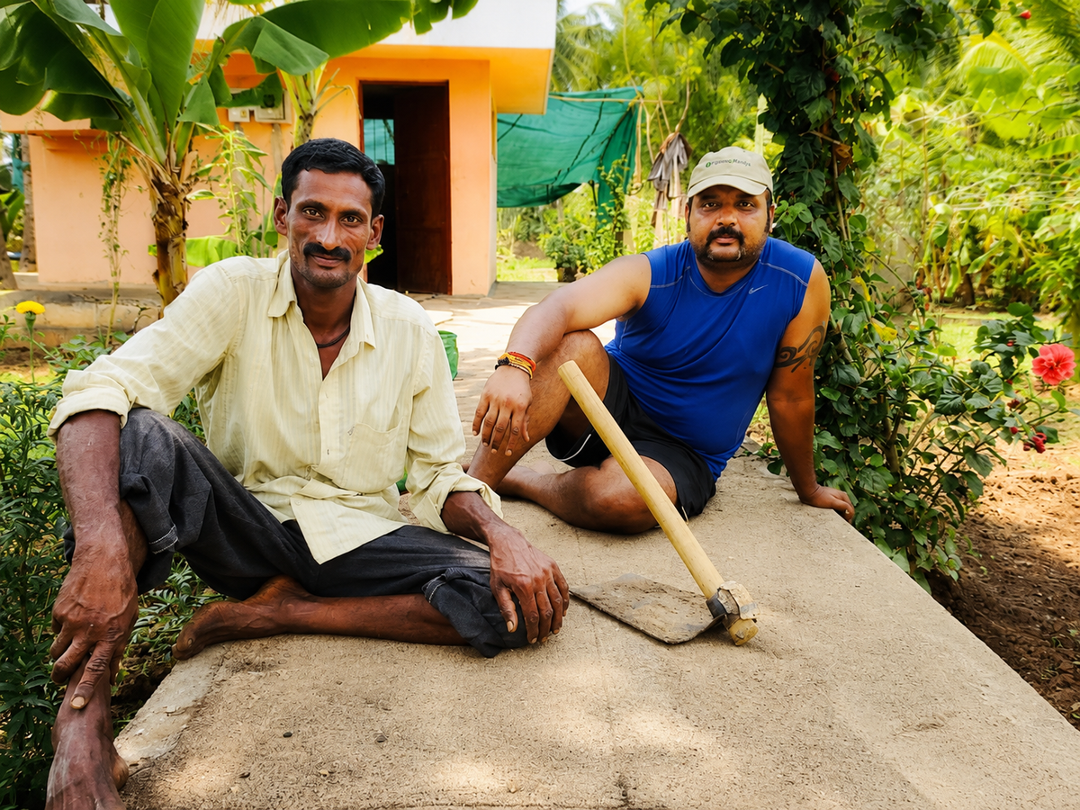 Farmer Huchappa with founder Madhu Chandan