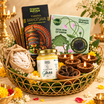 Divine Collection Gift Hamper | Cowdung Diyas, Sambrani, Agarbatti & A2 Ghee