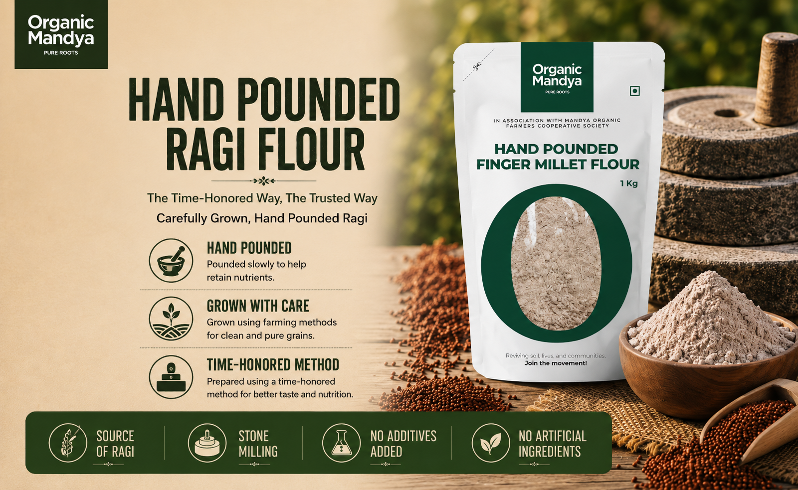 source hand pounded ragi