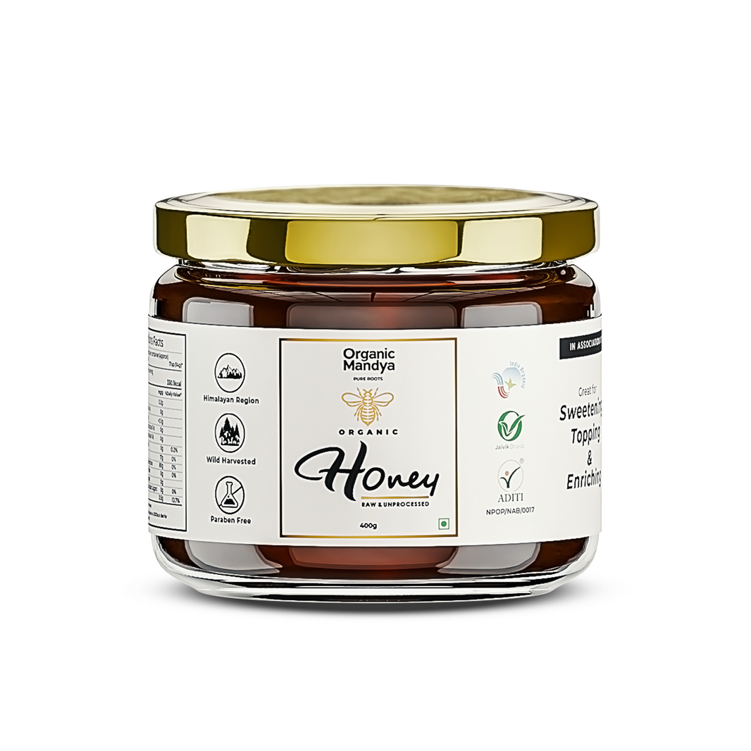 Organic honey 400g front-Organic Mandya