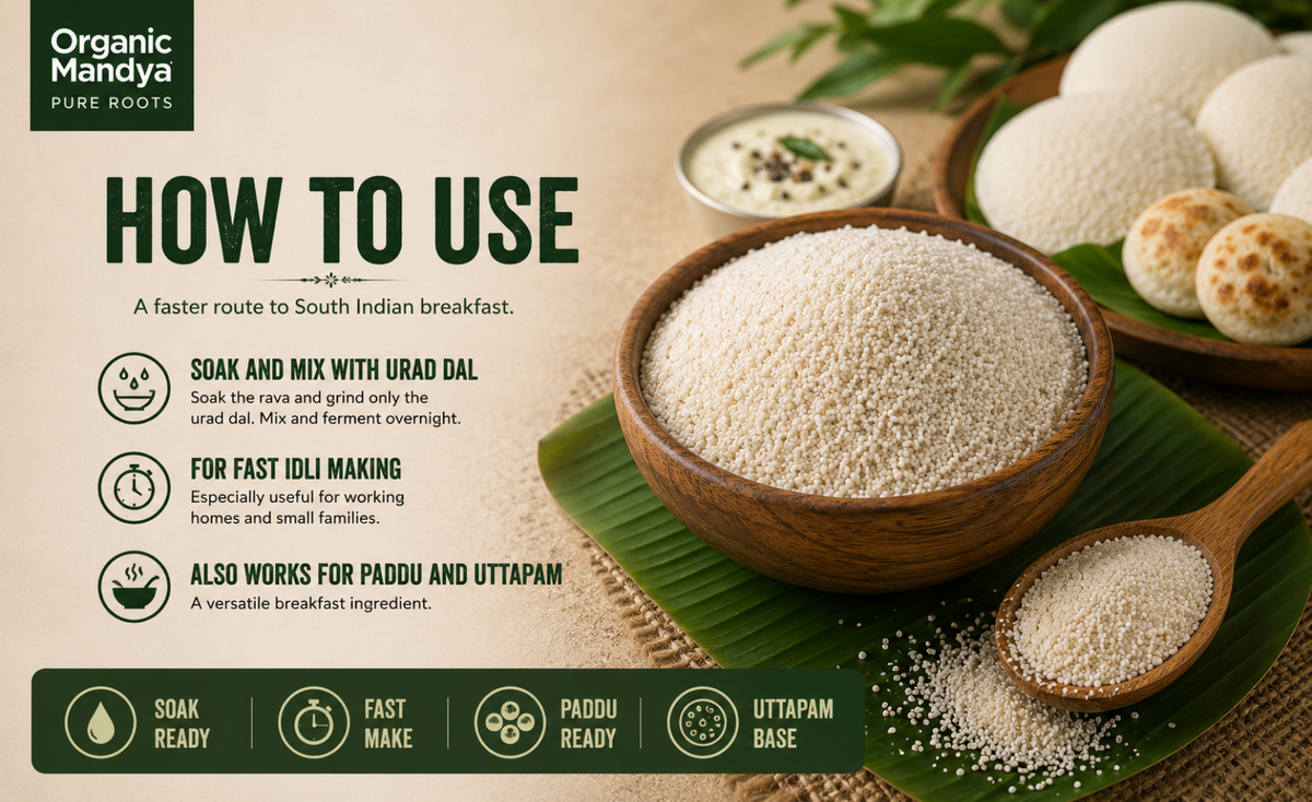 usage - idli - rice - rava