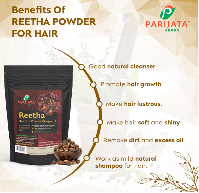 Parijatha Reetha Powder 100g Herbal Hair Cleanser