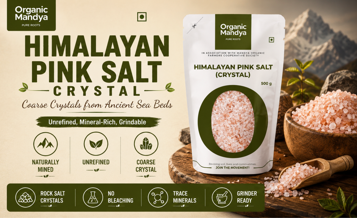 Sanda Salt Himalayan Pink Salt Crystals | Rock Salt, Coarse | Organic Mandya