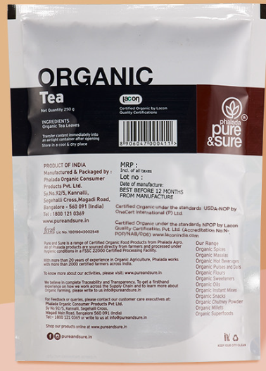Organic Tea Powder Pure & Sure 250g