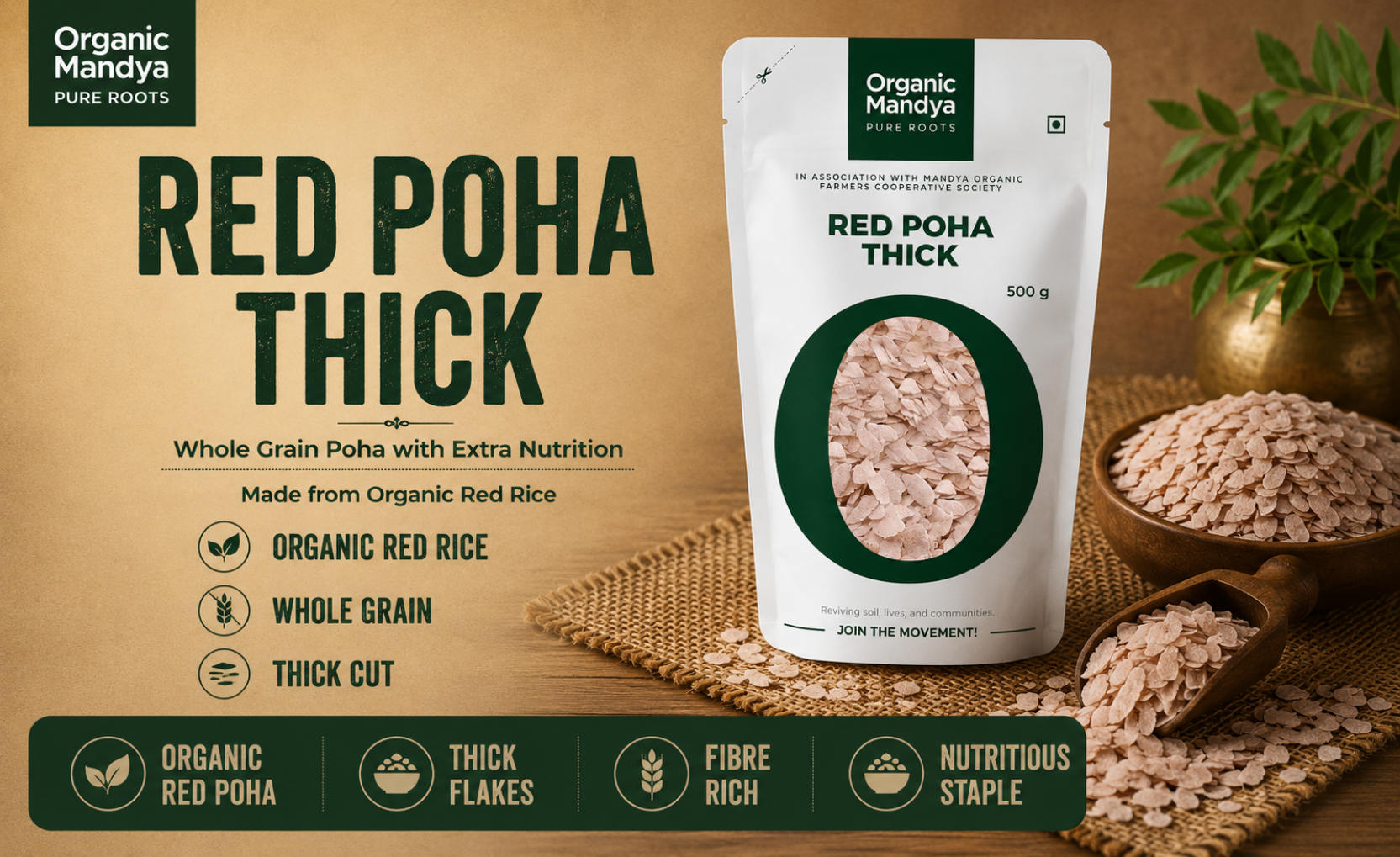 organic - red - poha - thick
