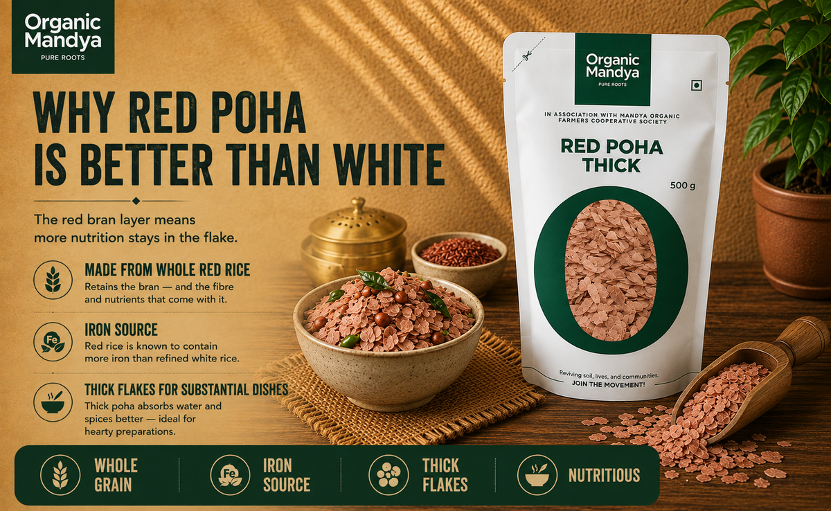 Thick poha grain flakes