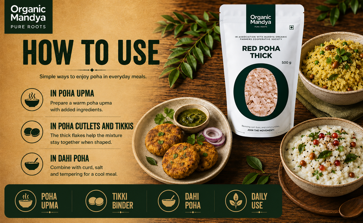 Thick poha grain flakes