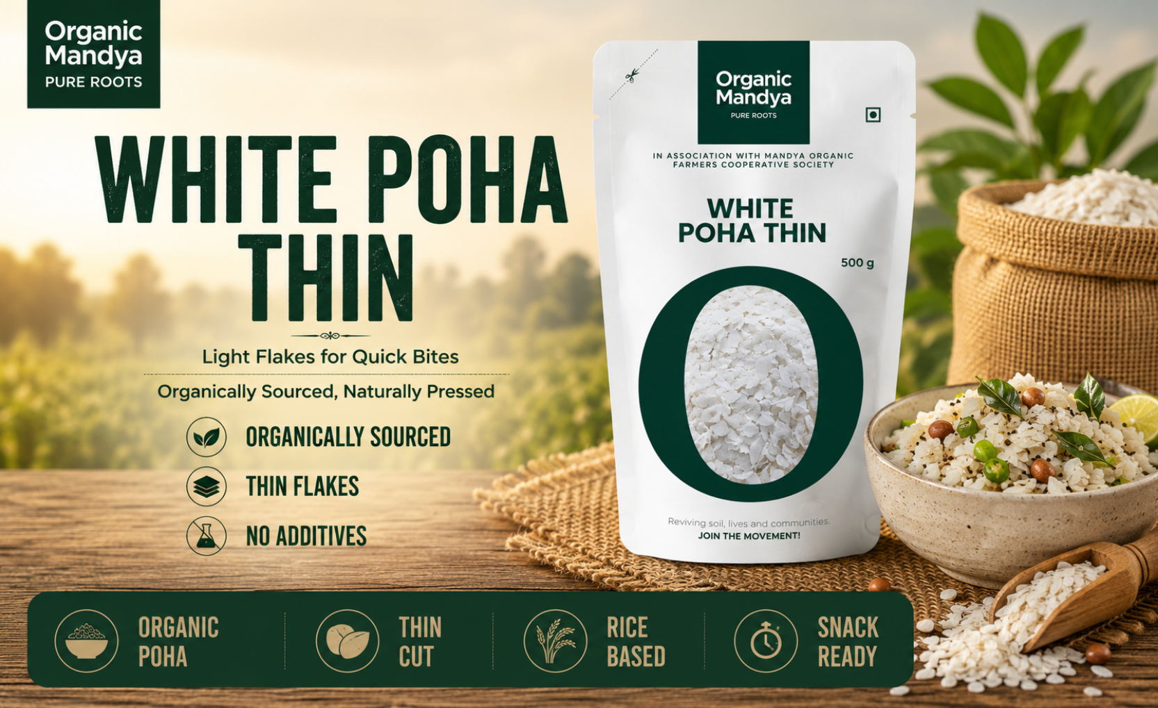 organic - white - poha - thin - 500 - gm