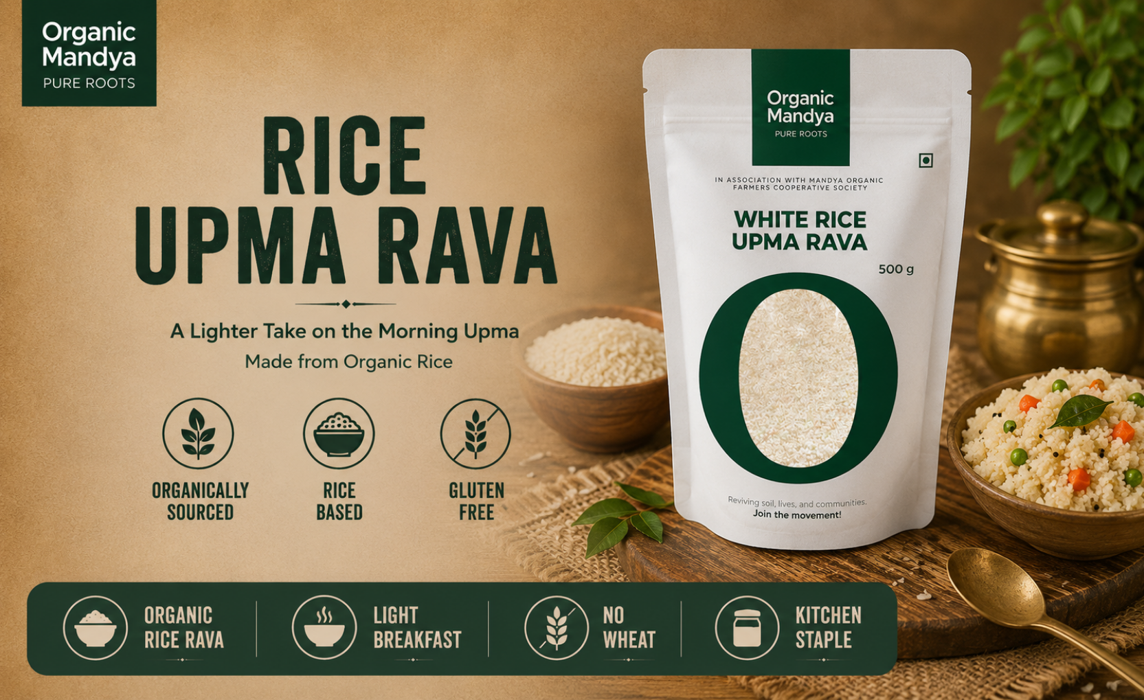 organic - white - rice - upma - rava - 500g